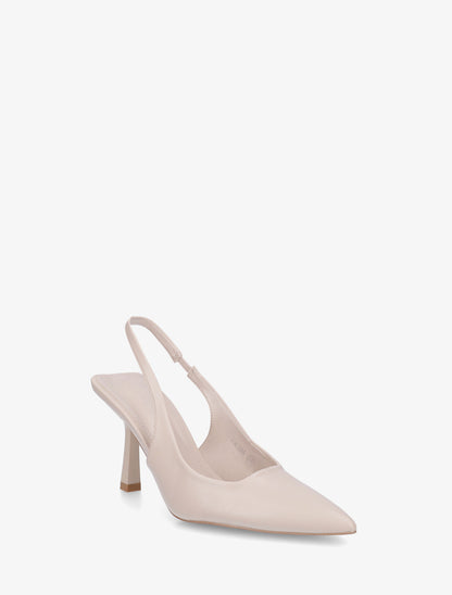 Escarpins pointus à talon ouvert - Beige - 2