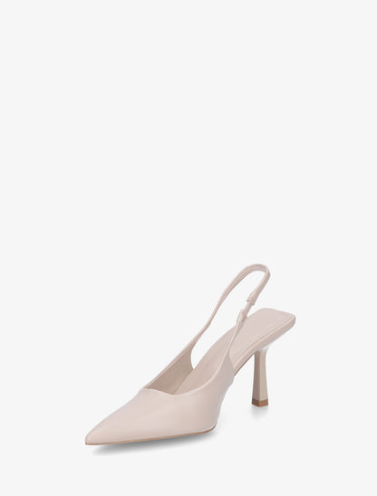 Escarpins pointus à talon ouvert - Beige - 3