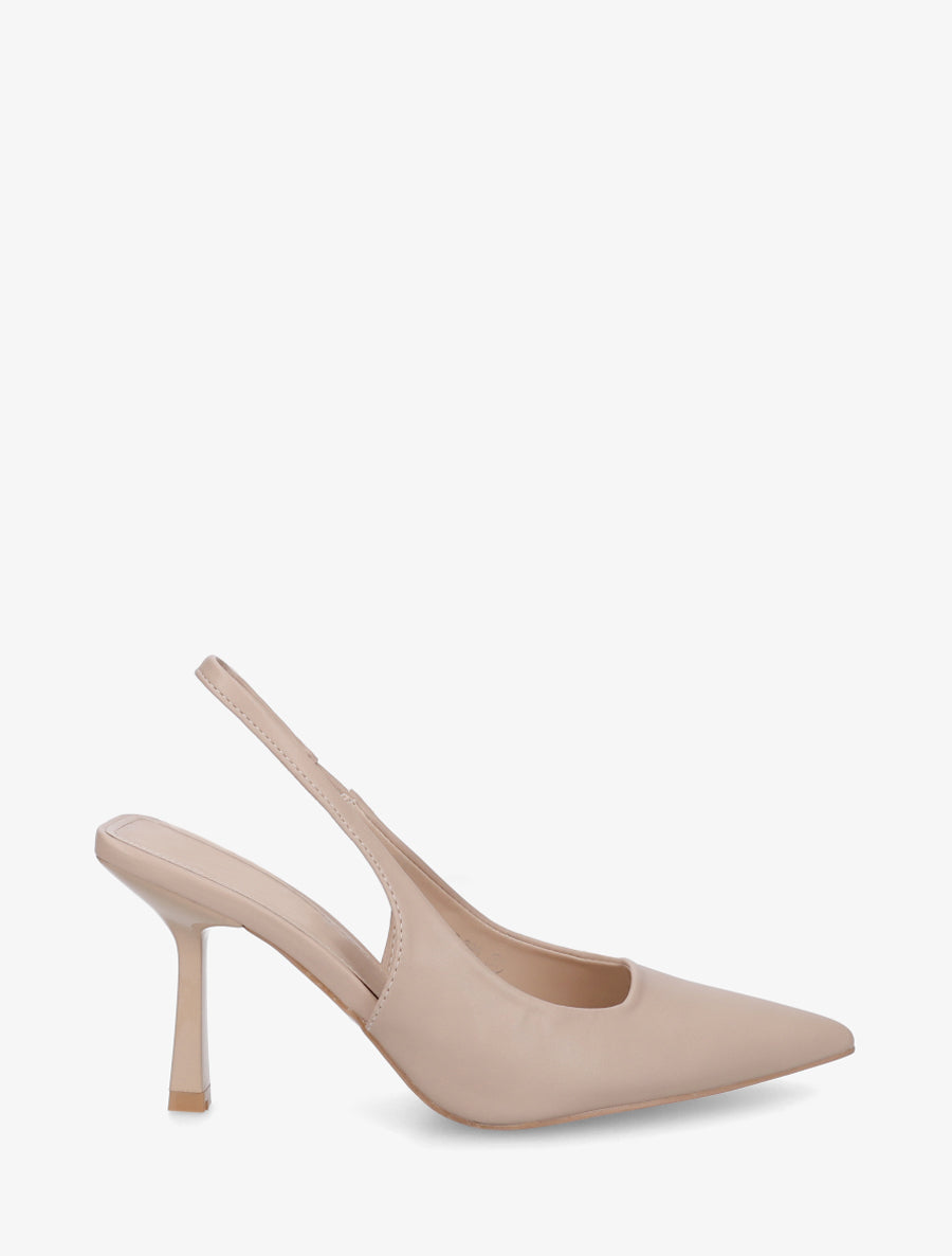 Escarpins pointus à talon ouvert - Taupe - 1