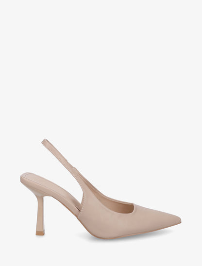 Escarpins pointus à talon ouvert - Taupe - 1