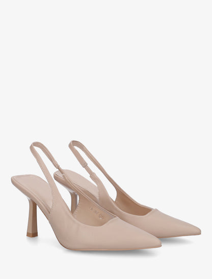Escarpins pointus à talon ouvert - Taupe - 4