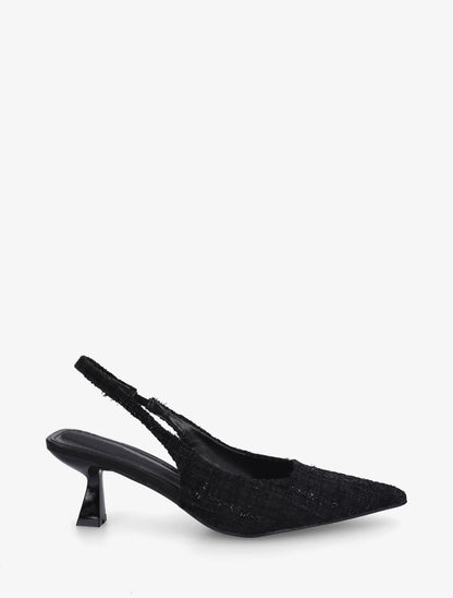 Escarpins pointus en tweed - Noir - 1