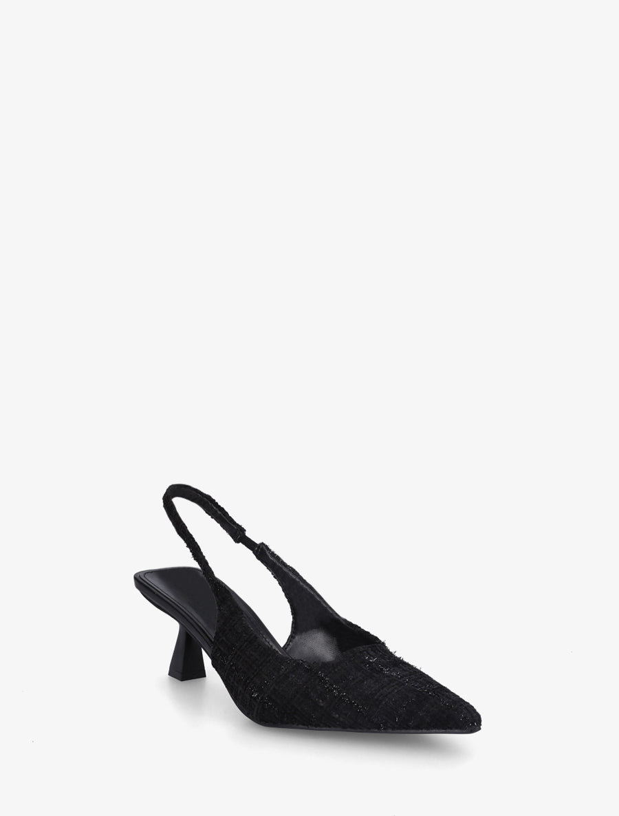 Escarpins pointus en tweed - Noir - 2
