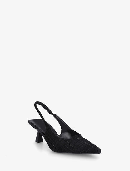 Escarpins pointus en tweed - Noir - 2