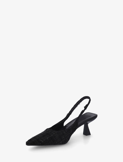 Escarpins pointus en tweed - Noir - 3