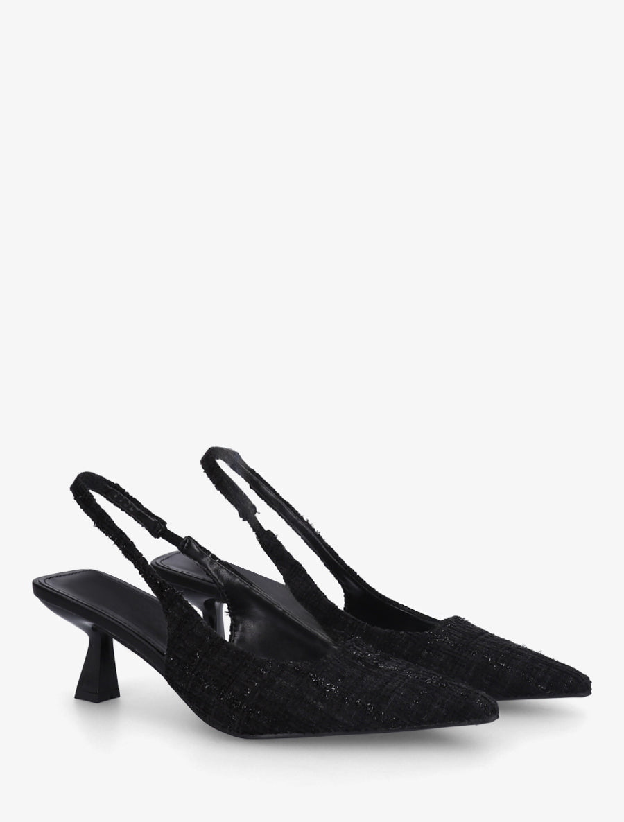 Escarpins pointus en tweed - Noir - 4