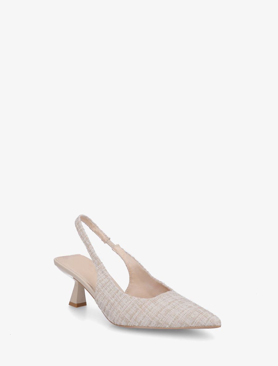 Escarpins pointus en tweed - Beige - 2