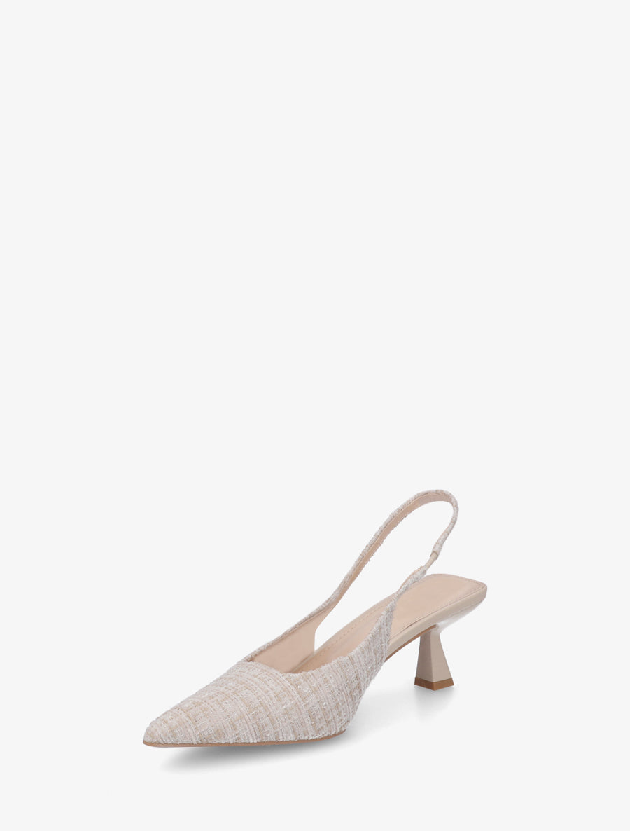 Escarpins pointus en tweed - Beige - 3