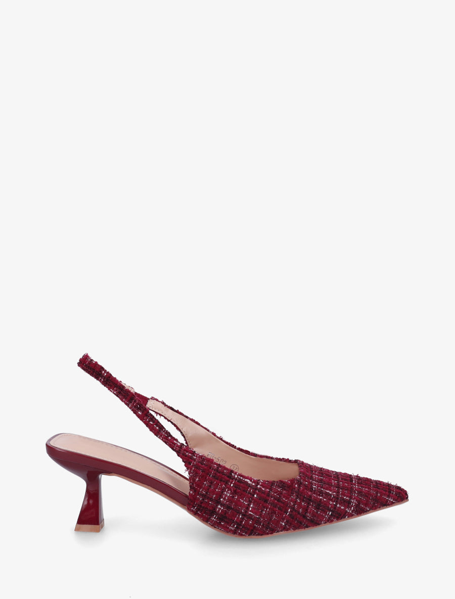 Escarpins pointus en tweed - Bordeaux - 1