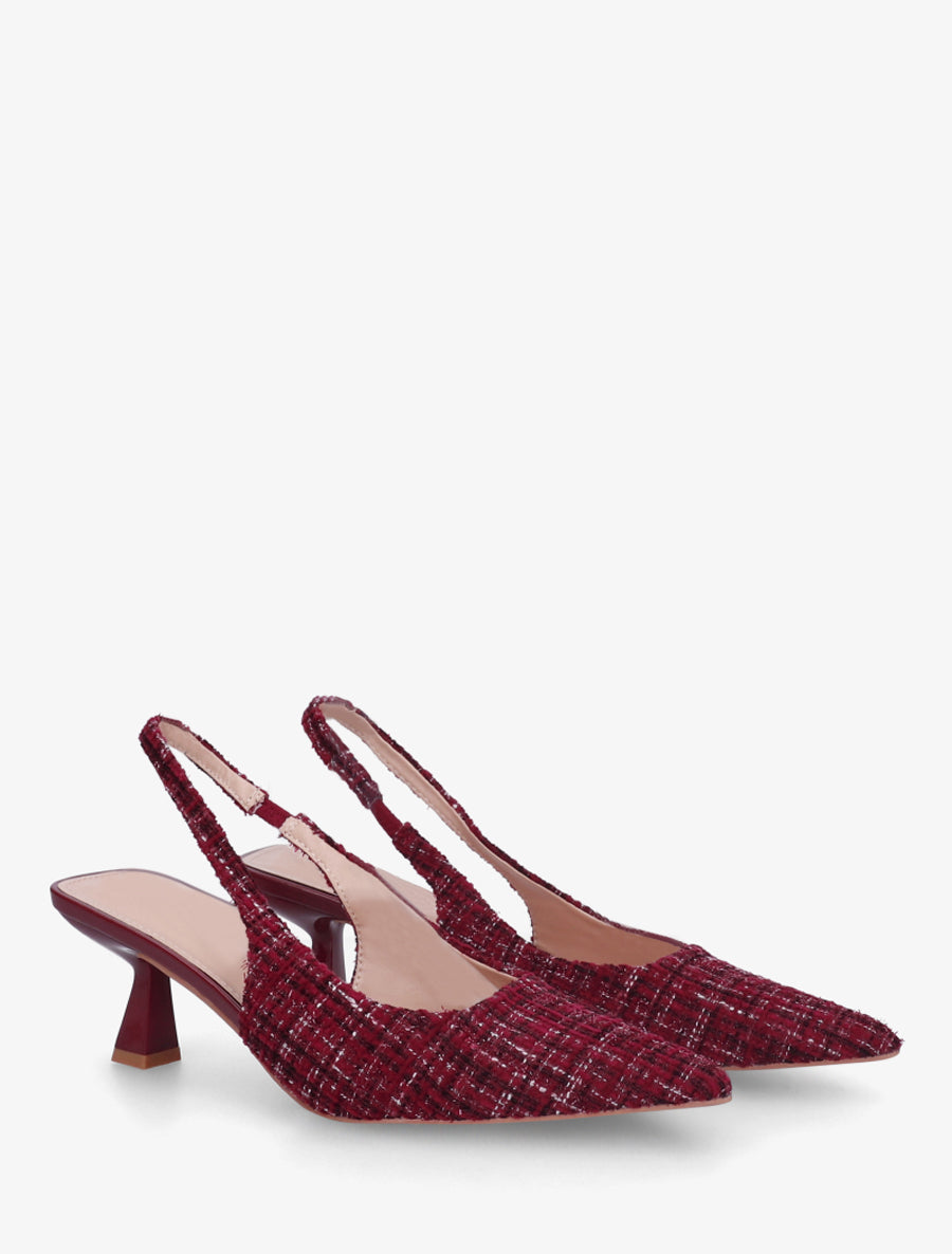 Escarpins pointus en tweed - Bordeaux - 4