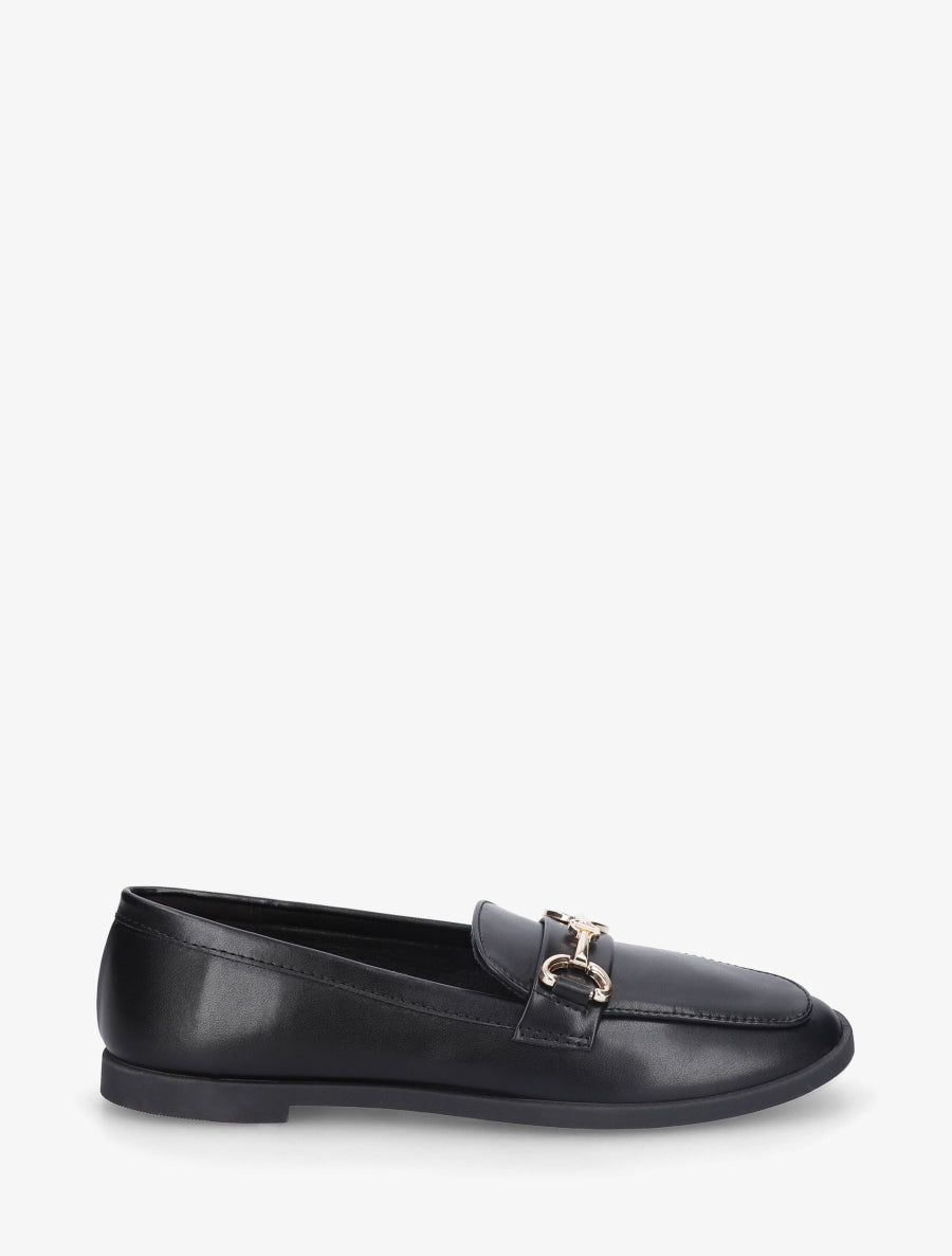 Mocassins en simili à boucle bijou - Noir - 1