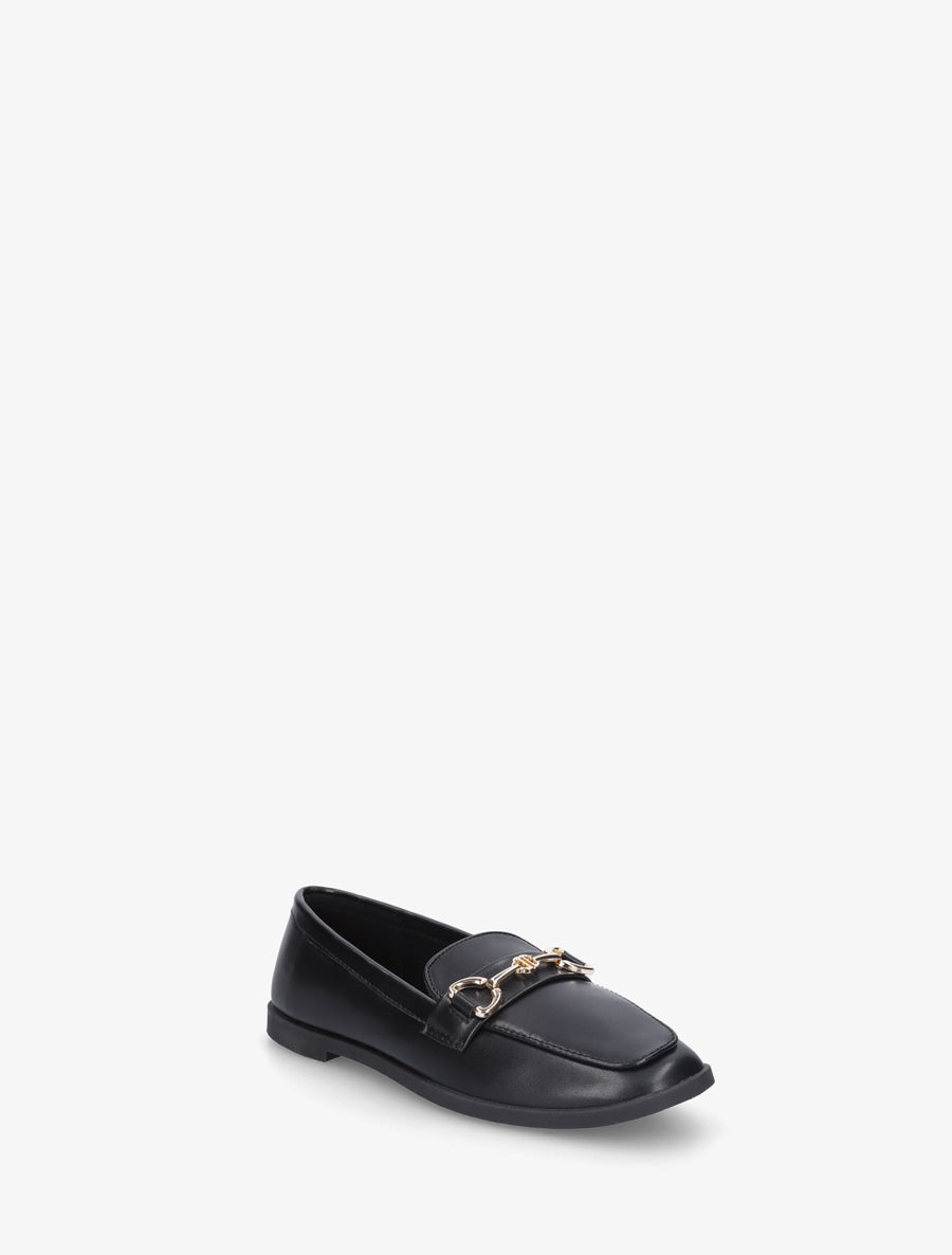 Mocassins en simili à boucle bijou - Noir - 2