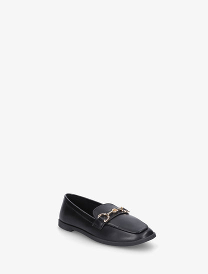 Mocassins en simili à boucle bijou - Noir - 2
