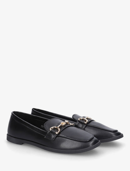 Mocassins en simili à boucle bijou - Noir - 4