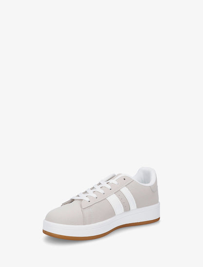 Sneakers effet nubuck à bandes contrastantes - Gris - 3