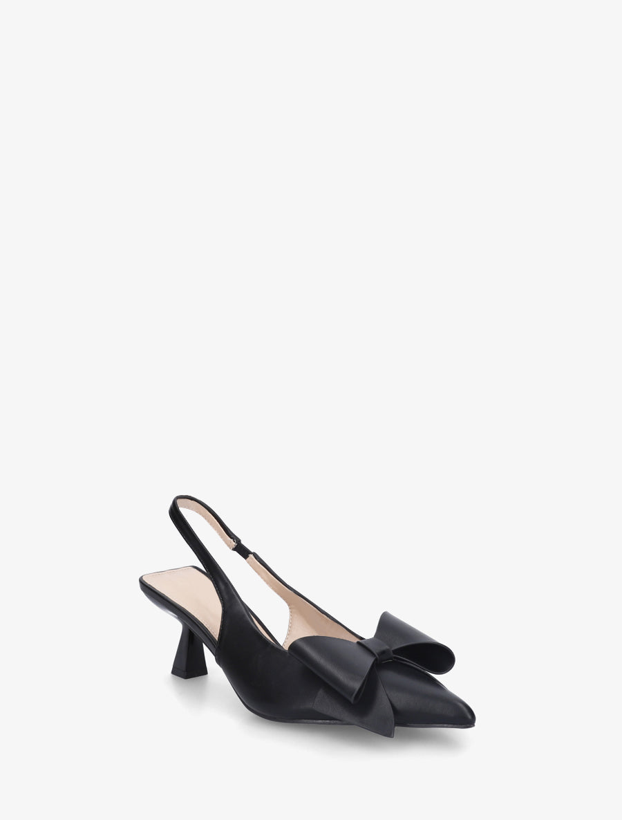 Escarpins en simili à noeud - Noir - 2