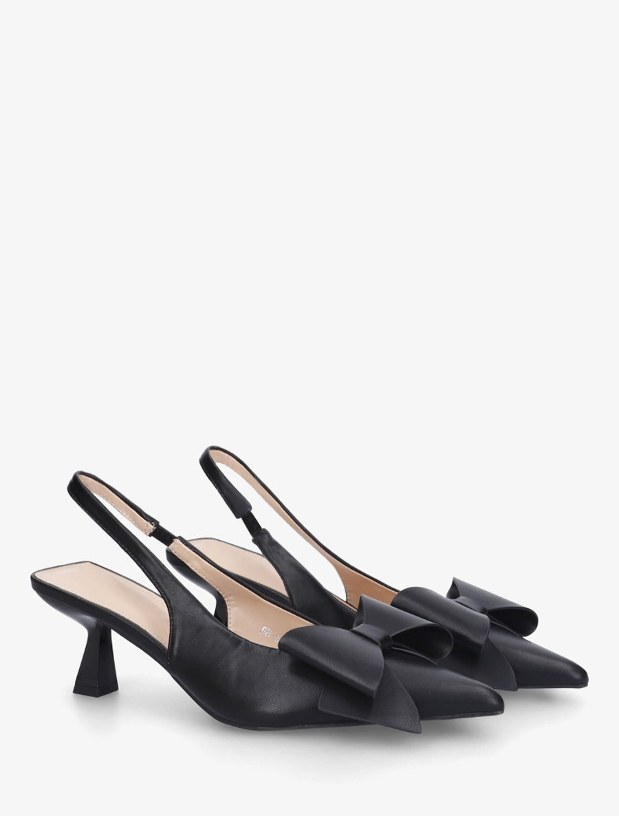 Escarpins en simili à noeud - Noir - 4