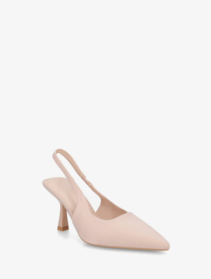 Escarpins en tissu à talon ouvert - Beige - 2
