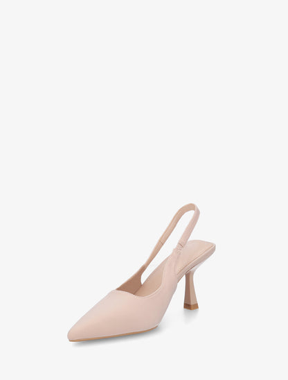 Escarpins en tissu à talon ouvert - Beige - 3