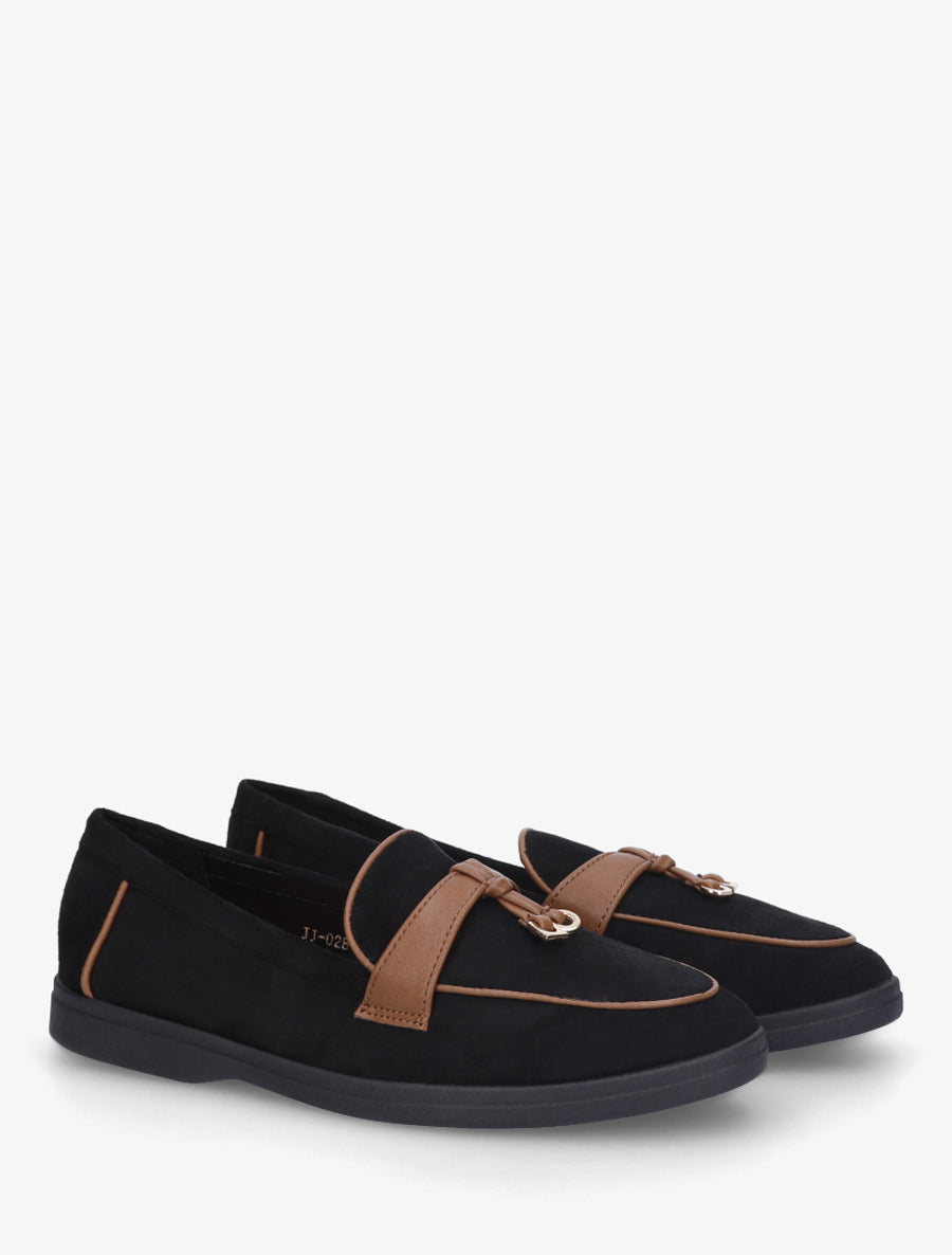 Mocassins en suédine à boucle - Noir - 4