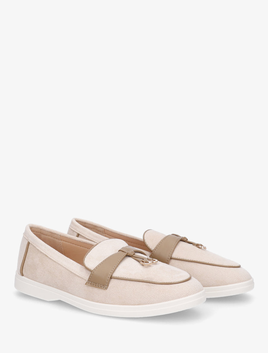 Mocassins en suédine à boucle - Beige - 4