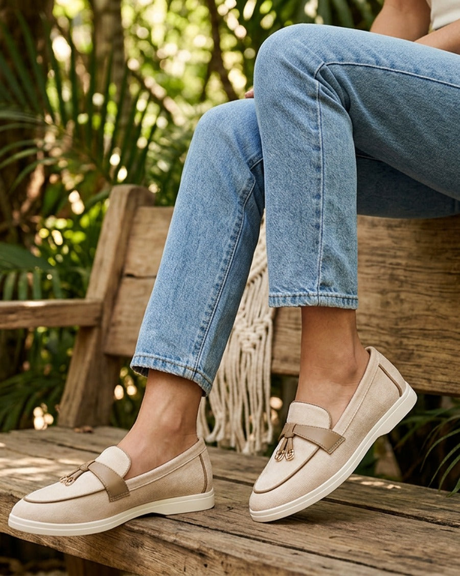 Mocassins en suédine à boucle - Beige