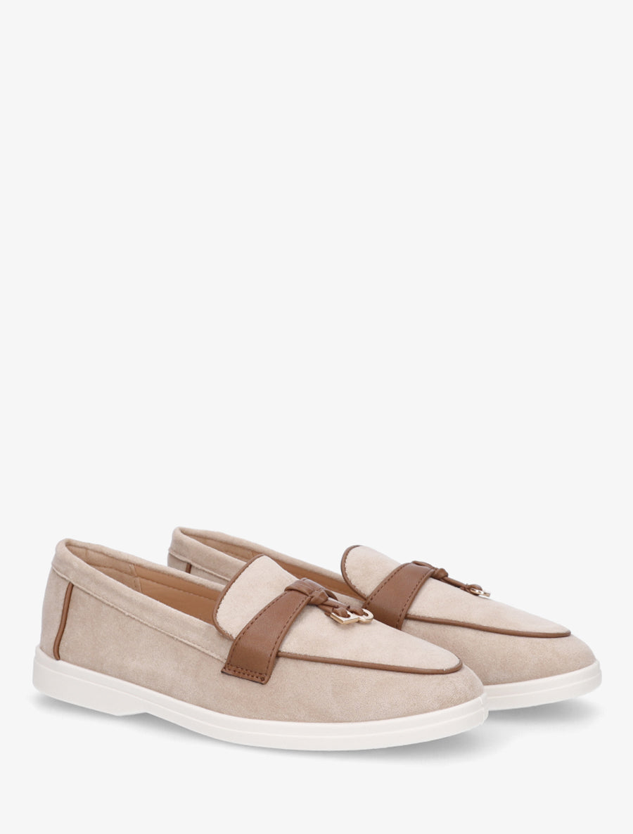 Mocassins en suédine à boucle - Taupe - 4