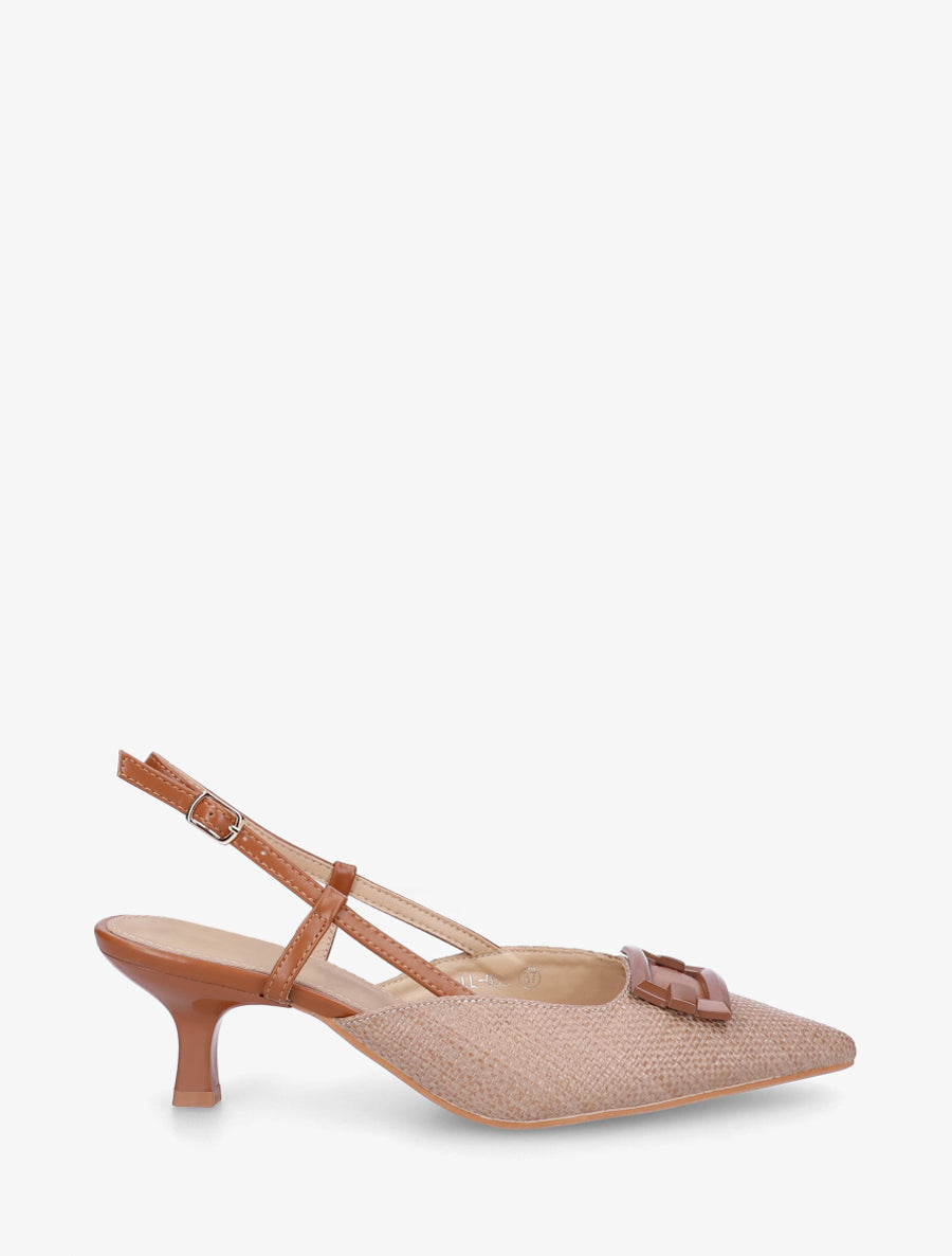 Escarpins effet raphia tissé à boucle - Beige foncé - 1
