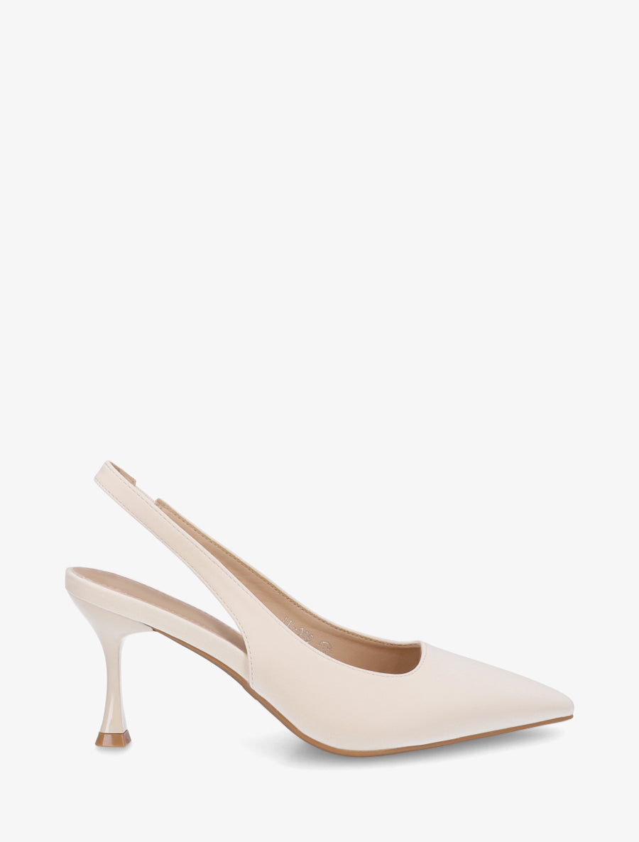 Escarpins en simili effet soyeux - Beige - 1