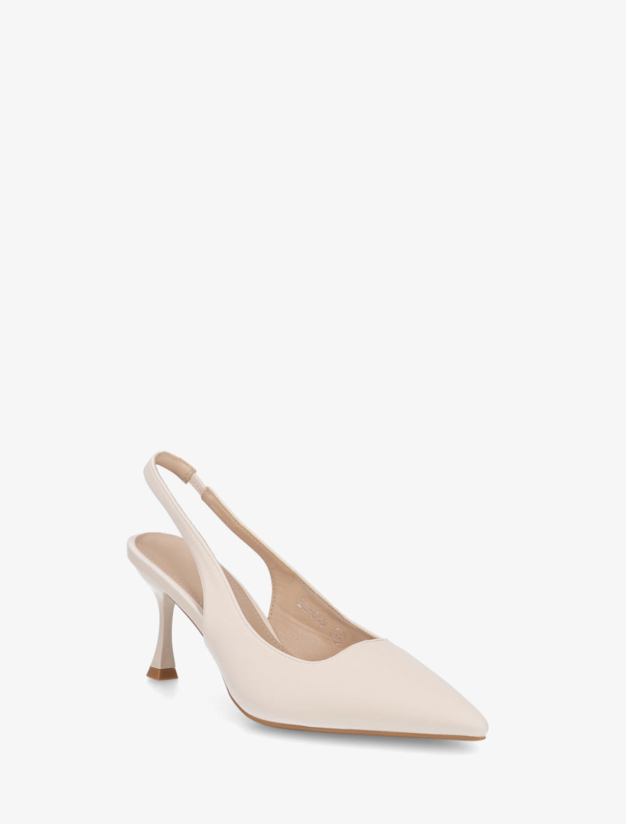 Escarpins en simili effet soyeux - Beige - 2
