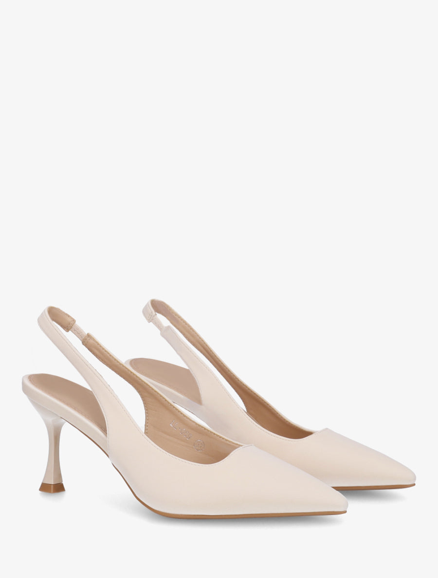 Escarpins en simili effet soyeux - Beige - 4