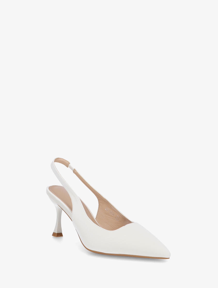 Escarpins en simili effet soyeux - Blanc - 2