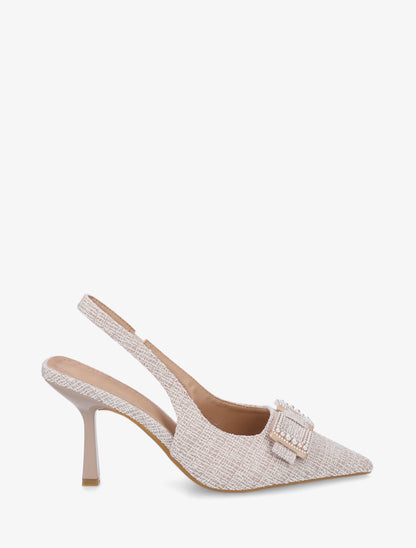 Escarpins à boucle style noeud à perles - Taupe clair - 1