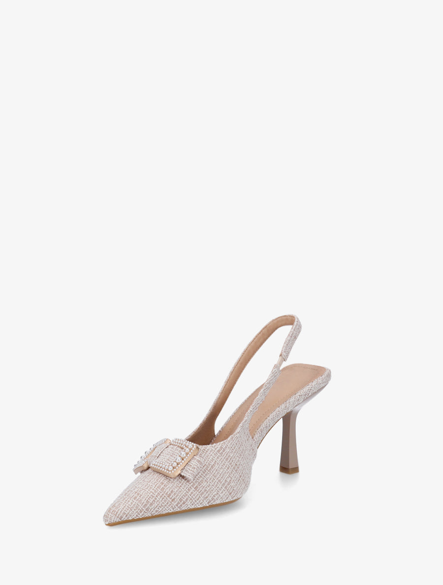 Escarpins à boucle style noeud à perles - Taupe clair - 3