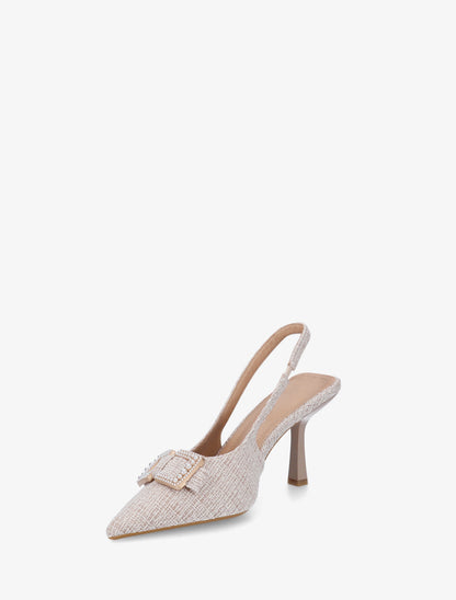 Escarpins à boucle style noeud à perles - Taupe clair - 3