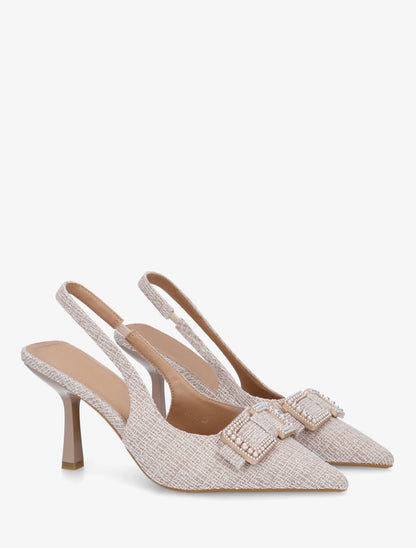 Escarpins à boucle style noeud à perles - Taupe clair - 4