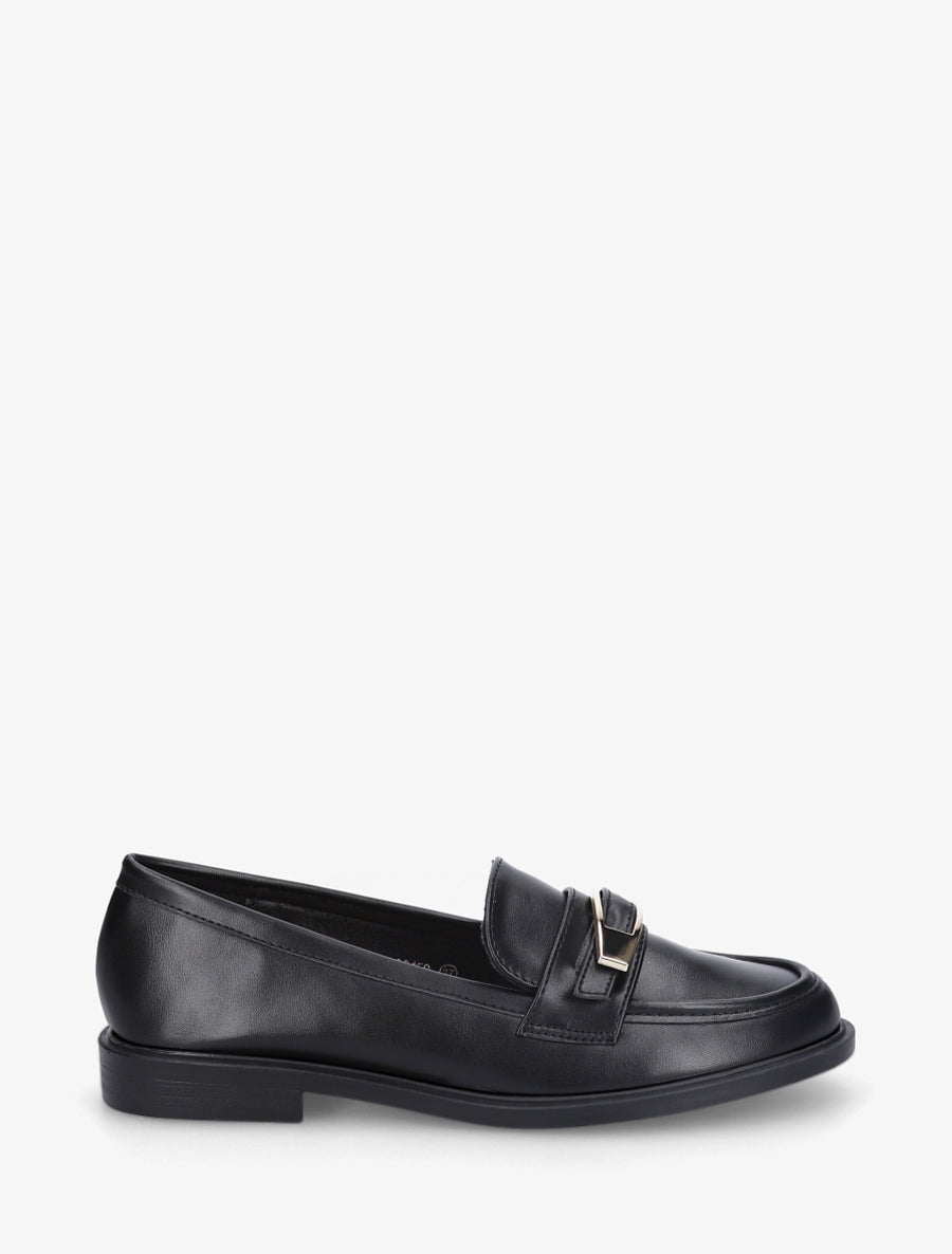 Mocassins en simili à boucle décorative - Noir - 1