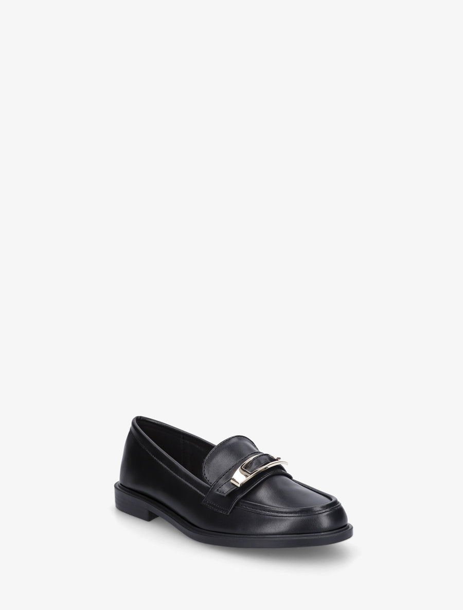 Mocassins en simili à boucle décorative - Noir - 2