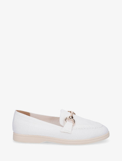 Mocassins en mesh à boucle décorative - Blanc - 1