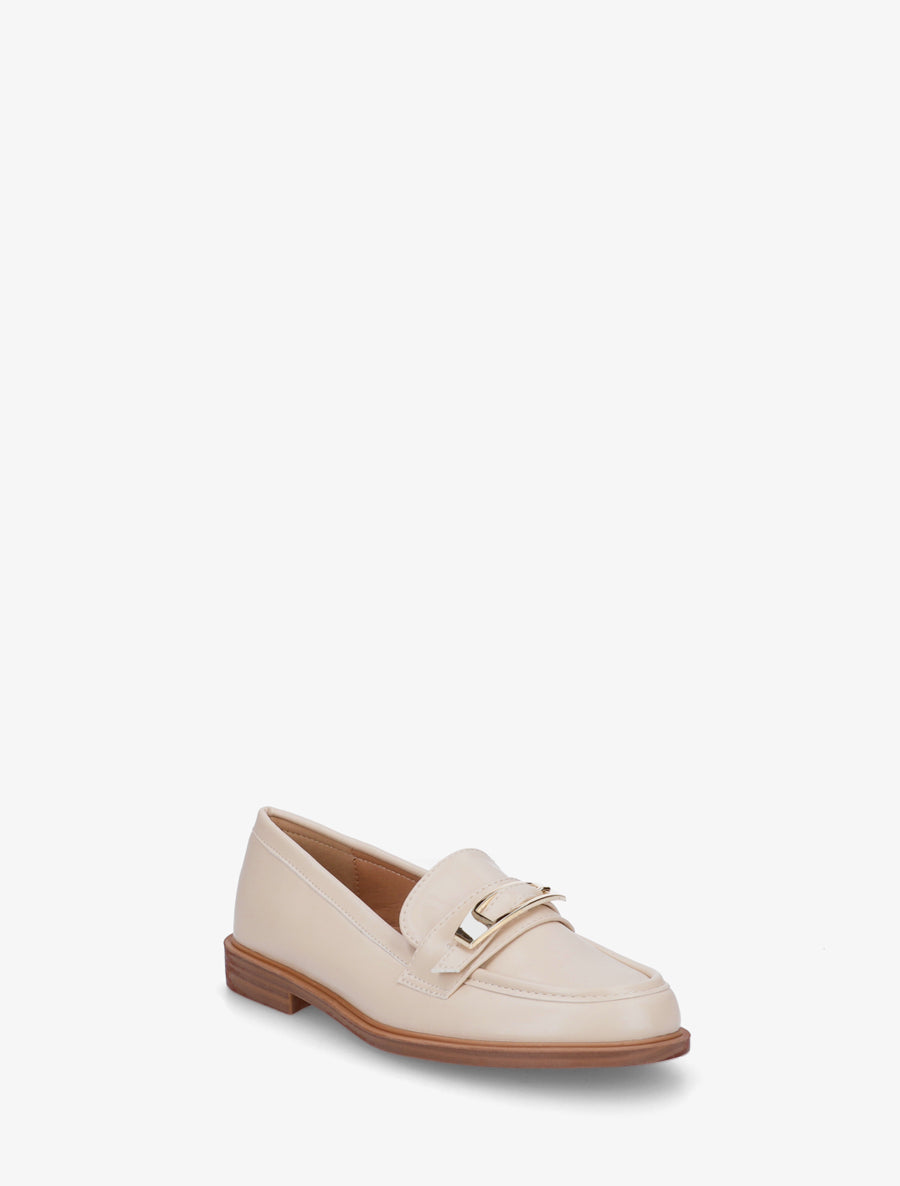 Mocassins en simili à boucle décorative - Beige - 2