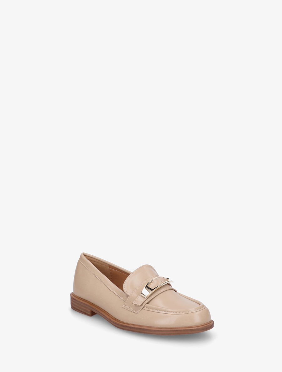 Mocassins en simili à boucle décorative - Taupe clair - 2