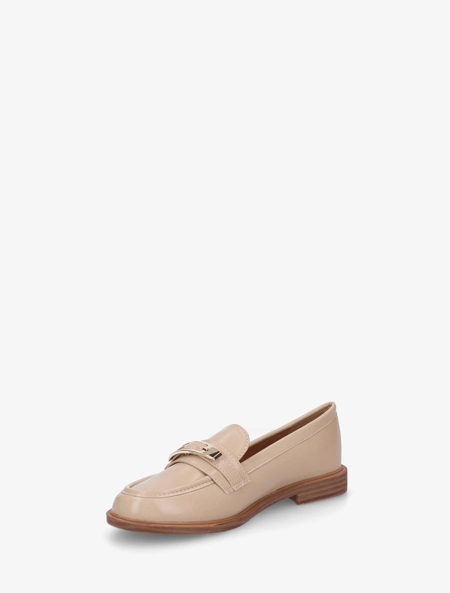 Mocassins en simili à boucle décorative - Taupe clair - 3