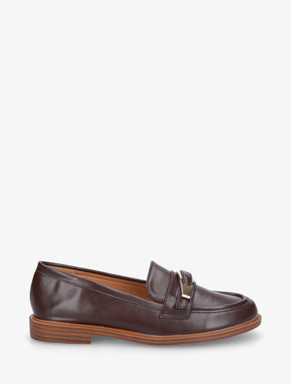 Mocassins en simili à boucle décorative - Marron - 1