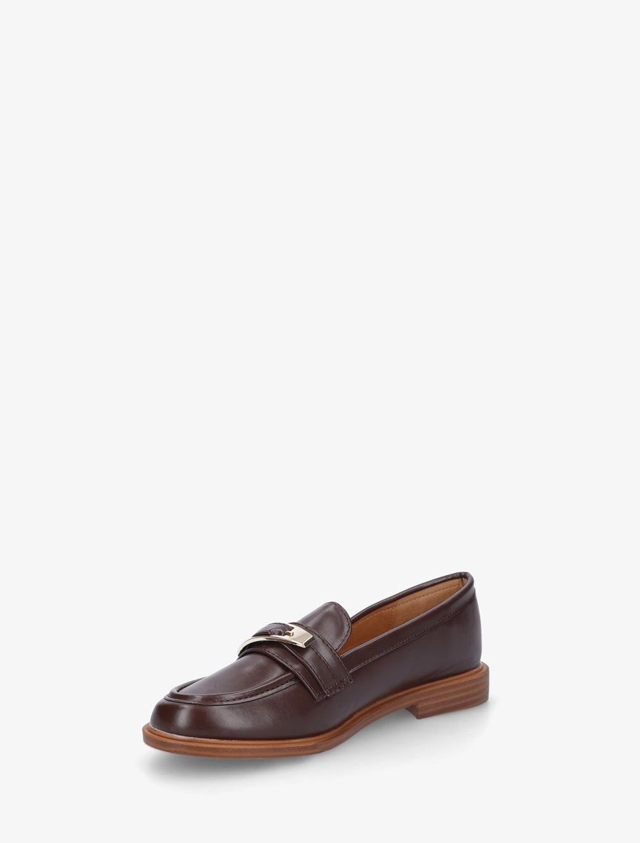 Mocassins en simili à boucle décorative - Marron - 3