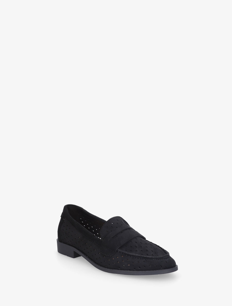 Mocassins ajourés en suédine - Noir - 2