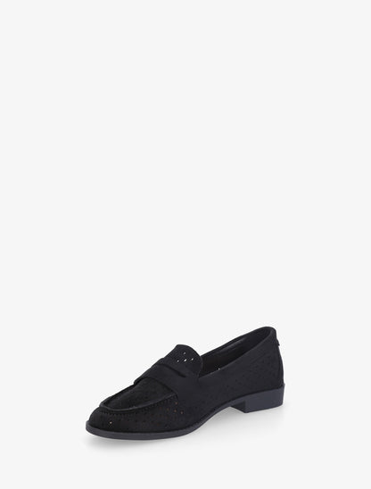 Mocassins ajourés en suédine - Noir - 3