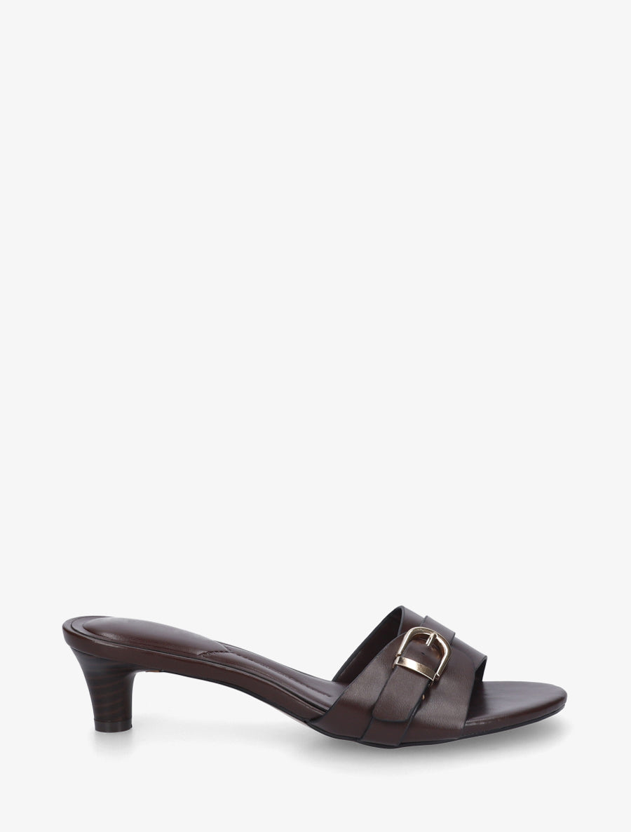 Mules en simili à boucle - Marron - 1