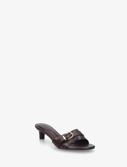 Mules en simili à boucle - Marron - 2