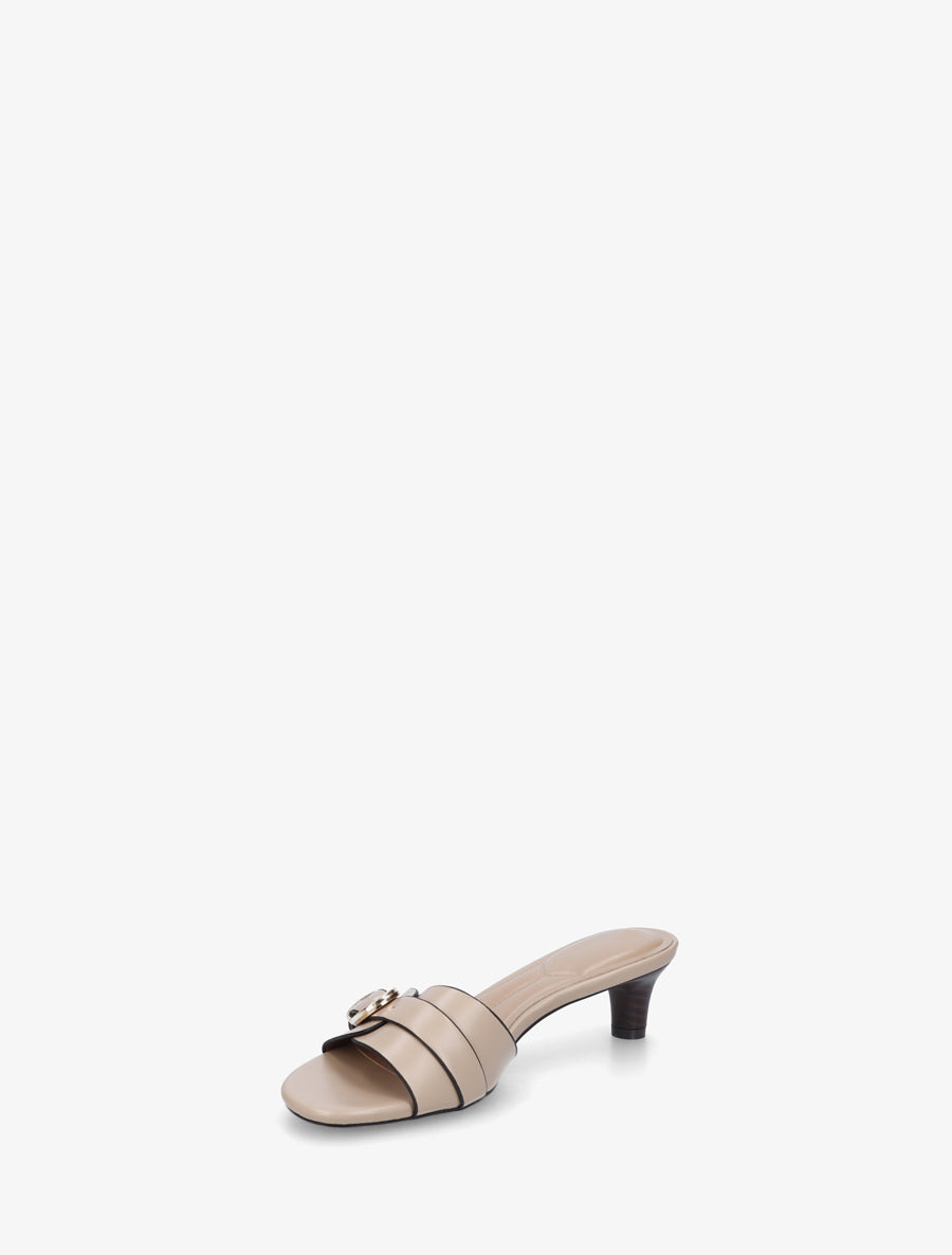 Mules en simili à boucle - Taupe - 3