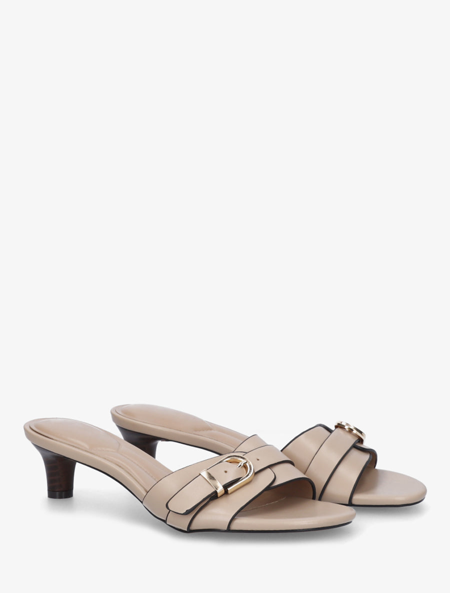 Mules en simili à boucle - Taupe - 4